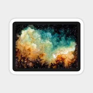 Watercolor Bright Yellow Nebula Magnet