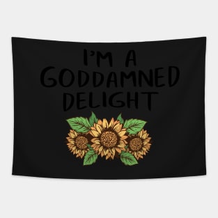 Funny I'm A God Damned Delight Quote Saying Sunflower Floral Social Distancing FaceMask Tapestry