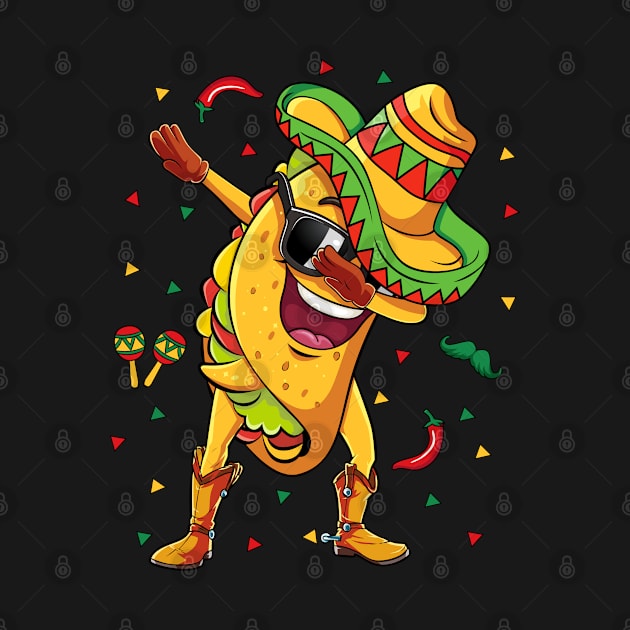 Dabbing Taco Cinco de Mayo Mexican Food Dab Boys Men by Genie Designs