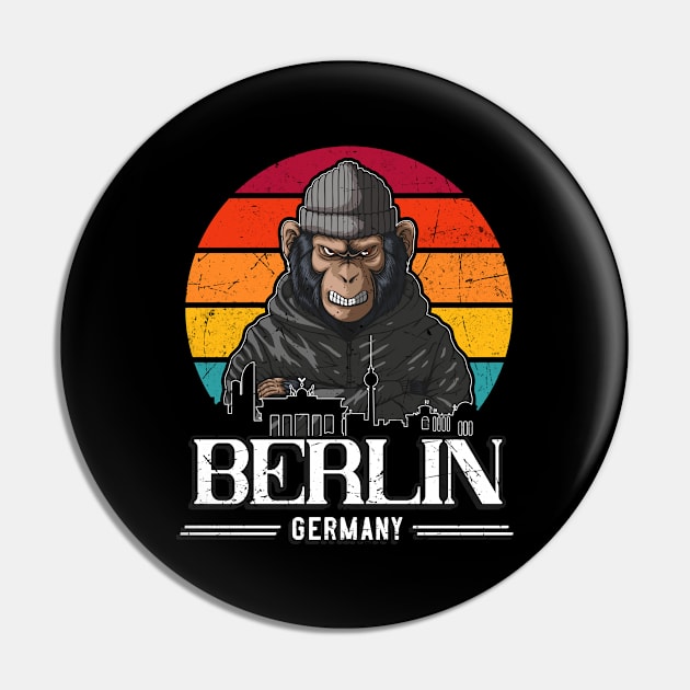 Berlin Retro Monkey Berliner Pin by Foxxy Merch