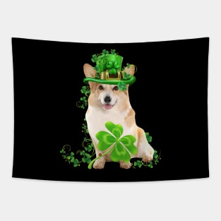 Lucky Corgi Shamrock St Patrick's Day Tapestry