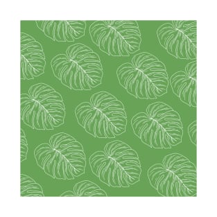 monstera tropical plant hawaii aloha print green and white T-Shirt