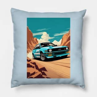 Rally Car Racing Blue Pillow