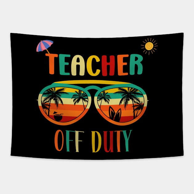 Teacher Off Duty- Retro Vintage Sunglasses Beach vacation sun Tapestry by Perfect Spot