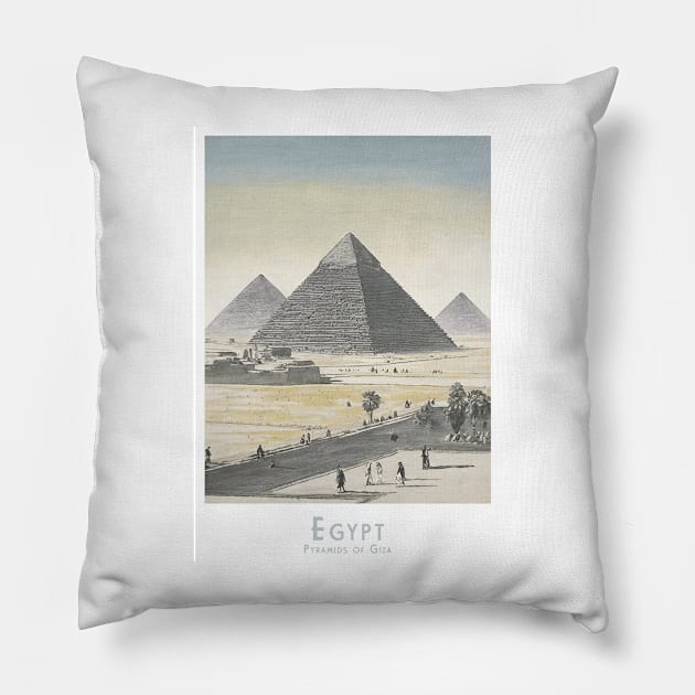 Vintage Majestic Giza Pyramids Egypt Pillow by POD24