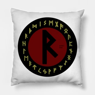 Red Raidho Futhark Rune Symbol Pillow