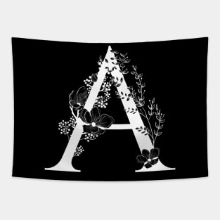 Letter A Monogram - Floral Initial Tapestry