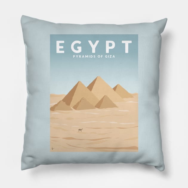 Pyramids of Giza, Egypt Travel Poster Pillow by lymancreativeco