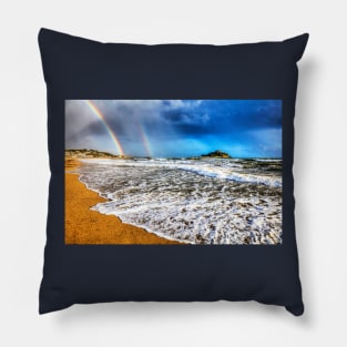 St Michael's Mount Cornwall Double Rainbow Pillow