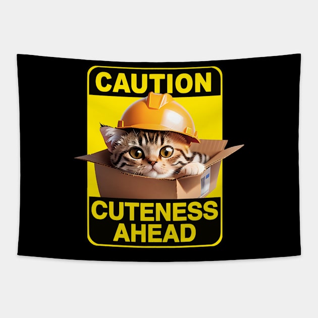 American Shorthair Cat Wearing Hardhat Tapestry by CGI Studios