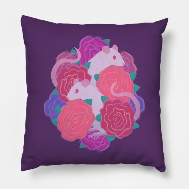 Rosy Rats Pillow by Adrielle-art