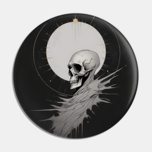 Monotone Illustration of Skull Pin