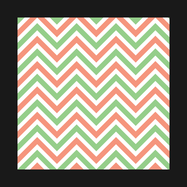 Green and Peach Chevron Pattern by 2CreativeNomads