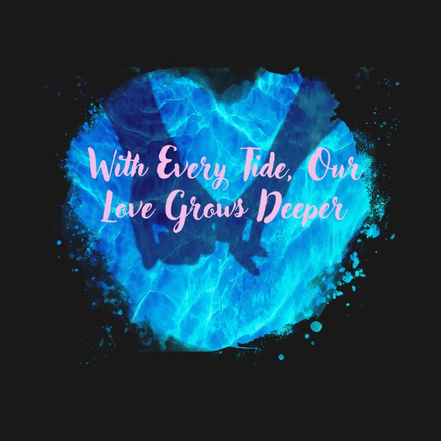 Sapphire Water Heart with Love Quote by DJ45Artworks