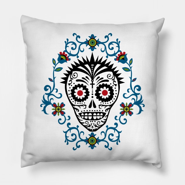 sugar skull voodoo Pillow by Andibird