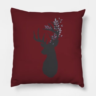 Stag silhouette with Leafy antlers Pillow