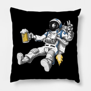 Space Astronaut Drinking Beer Pillow