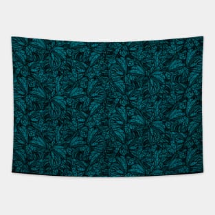 Teal Butterfly Wings Tapestry