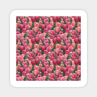 seamless beautiful pink tulips patterns - floral watercolor Magnet