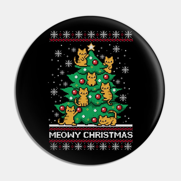 Meowy Christmas ugly sweater Pin by NemiMakeit