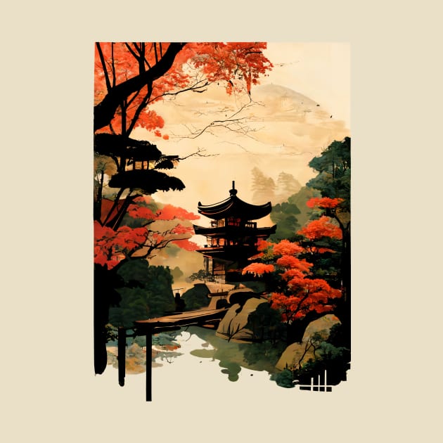 Traditional Japanese Temple Garden Landscape by entwithanaxe