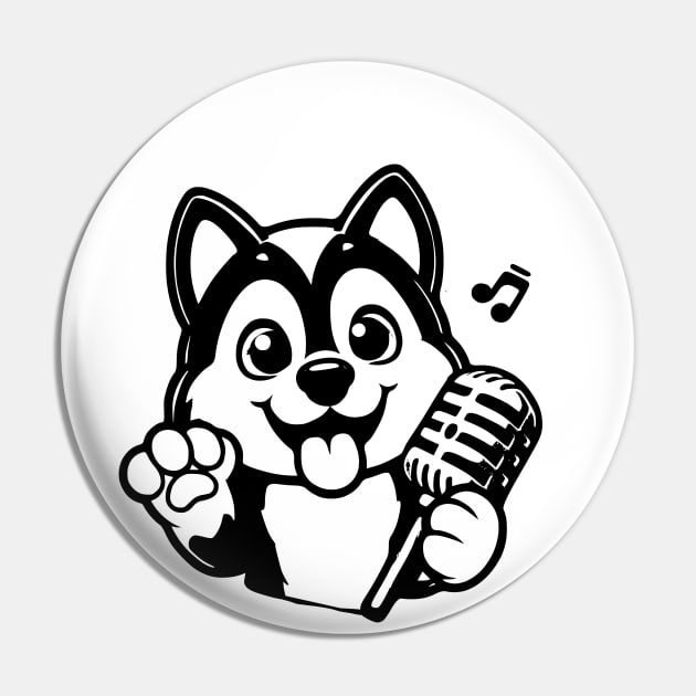 Husky Dog Singing Pin by Kelly Louise Art