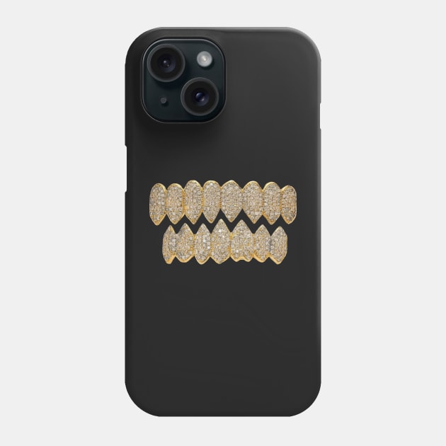 MADNESS || GOLD DIAMOND SHARK JAW TEETH GRILLZ Phone Case by GDCdesigns