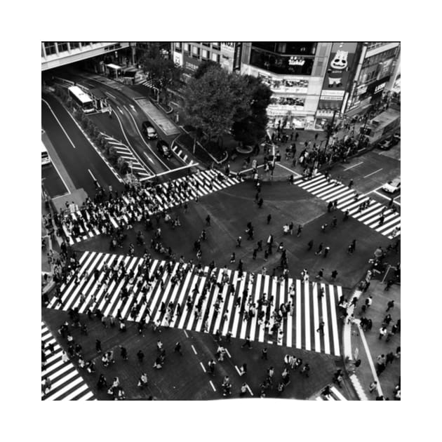 Japan Shibuya Crossing Monochrome Edition by heihewhite