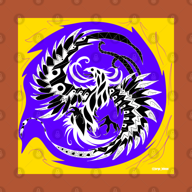 the phoenix in purple fire ball ecopop pattern by jorge_lebeau