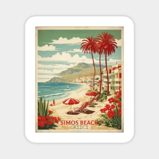 Simos Beach Greece Tourism Vintage Travel Poster Magnet