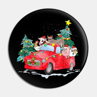 Christmas Pickup Truck With Farm Animals Farming Farmer Girl Pin