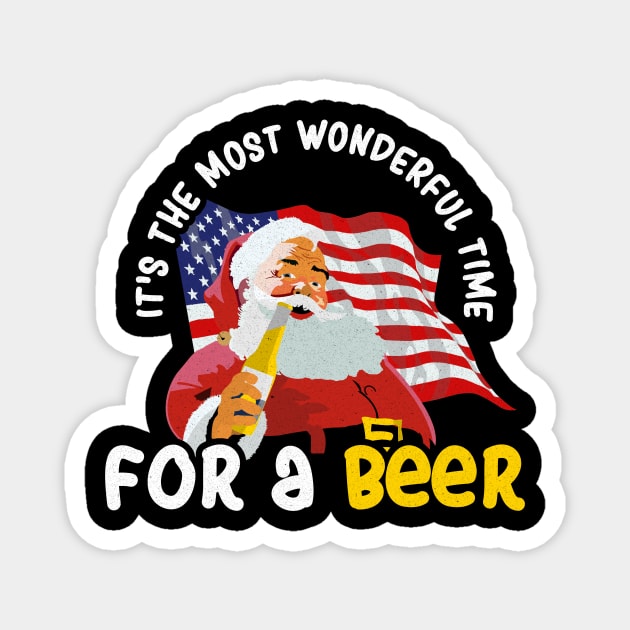 It's the Most Wonderful Time For a Beer - Christmas Santa Claus Magnet by LuisP96