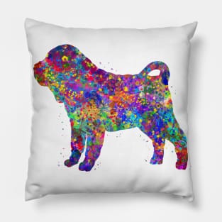 Shar Pei dog watercolor Pillow