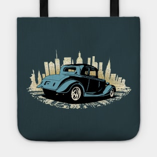34 Ford with city skyline, blue Tote