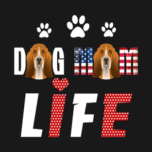 Basset Hound Mom Life Patriotic America 4Th Of July T-Shirt