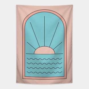 Beach Window Sunset Tapestry