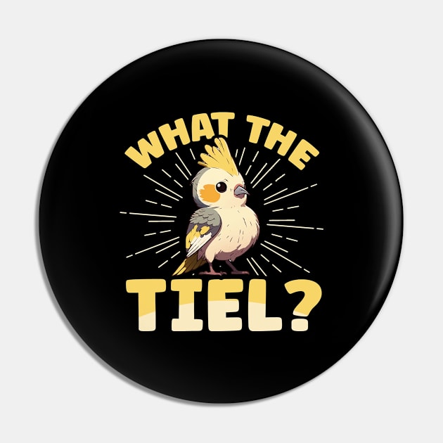 What the tiel? Design for a Cockatiel birder Pin by ErdnussbutterToast