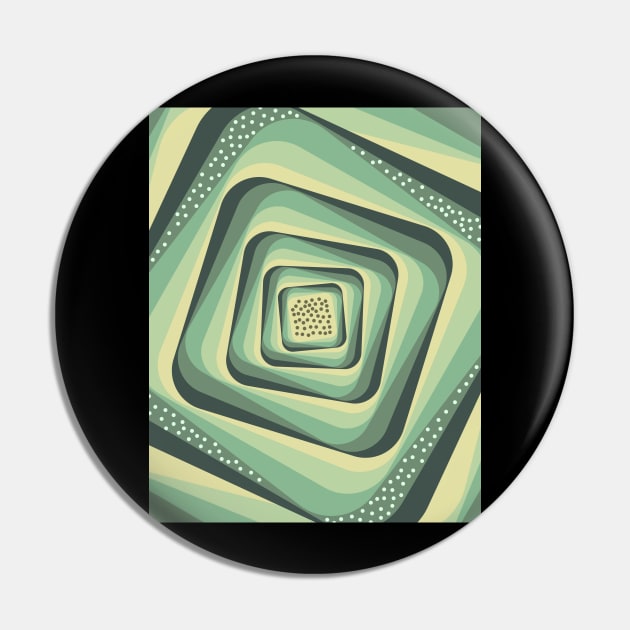 Retro Abstract Spiral Pattern - Teal, Slate, Sage, Grey Pin by StudioGrafiikka