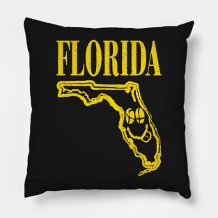 Florida Grunge Smiling Face Black Background Pillow