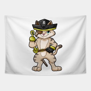 Cat as pirate with dagger and saber Tapestry