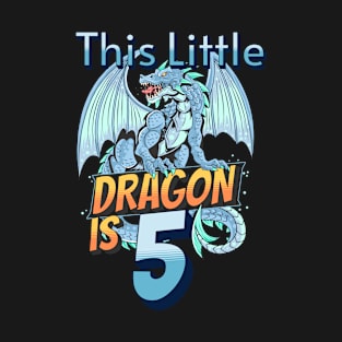 Turning 5 Years Old Birthday Kids Boy Dragon 5th Bday Girl T-Shirt