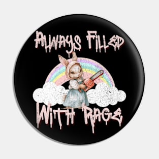 Always Filled With Rage Vintage Chainsaw Bunny Pastel Goth Pin