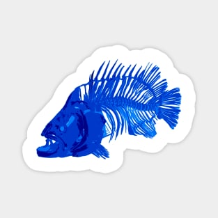 blue fish skeleton Magnet