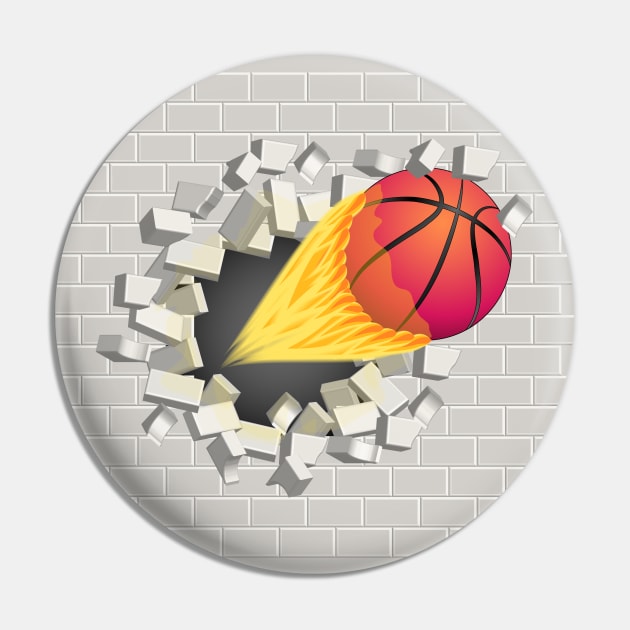 Basketball - Break The Wall Pin by Designoholic