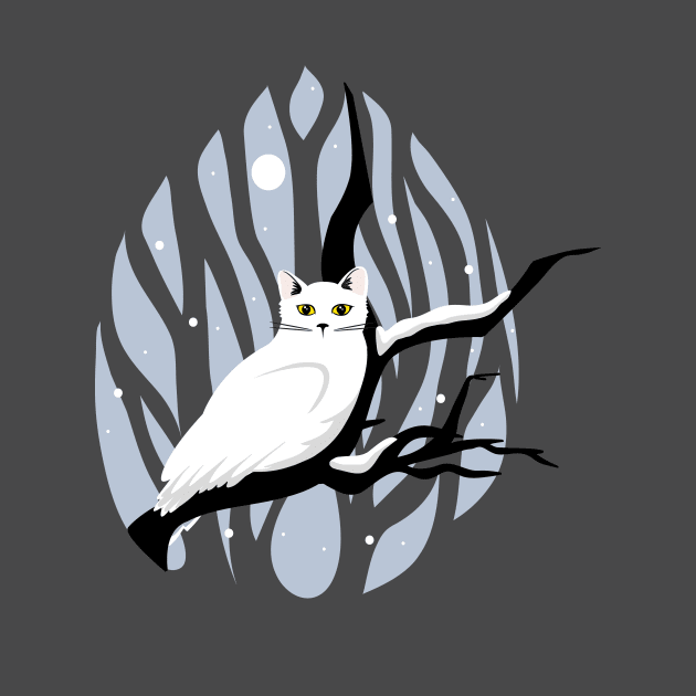 Snowy Meowl by katiestack.art