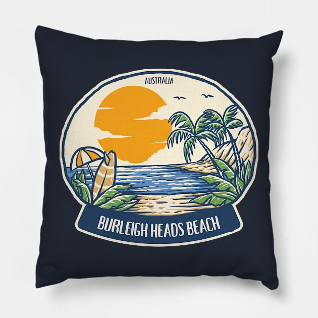 Burleigh Heads Beach Australia Pillow by soulfulprintss8