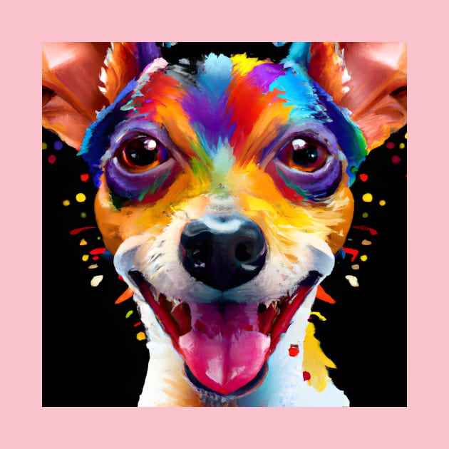 Cute Rat Terrier Puppy Dog Artwork by Furrban