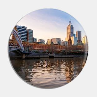 Melbourne, Australia at Sunset on the Yarra River Pin