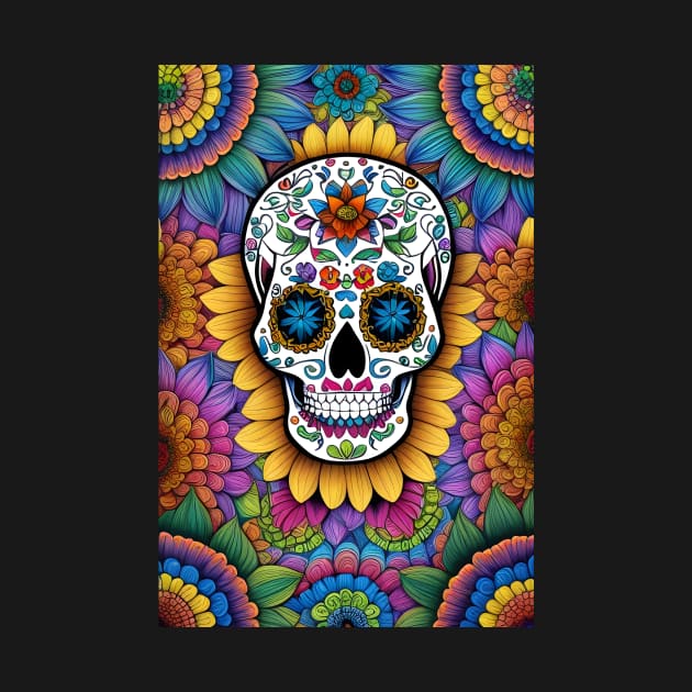 Sugar Skull Art with Intricate Floral Patterns by ImaginativeInkPOD