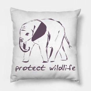 protect wildlife - elephant sketch Pillow